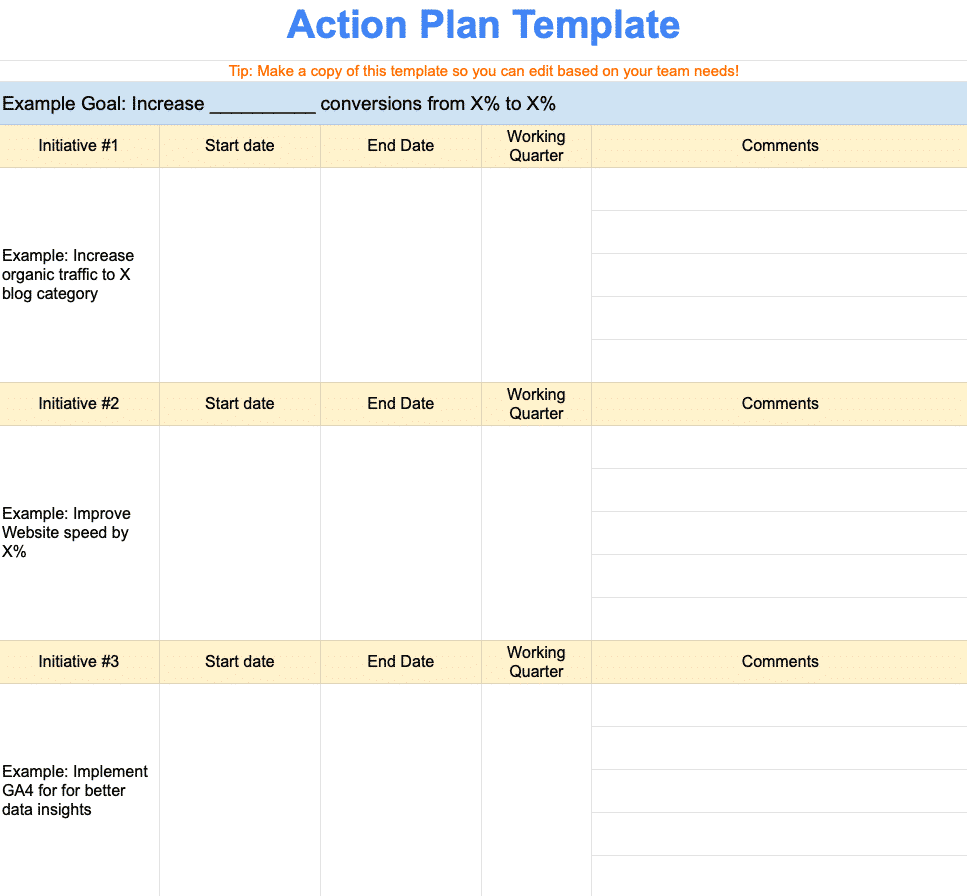 Action Plan Template Weekdone - Riset