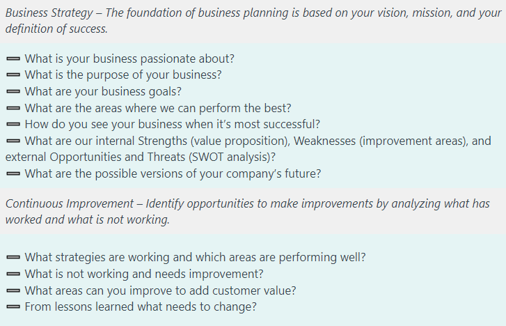 Business Strategy Development - Questions to Ask 