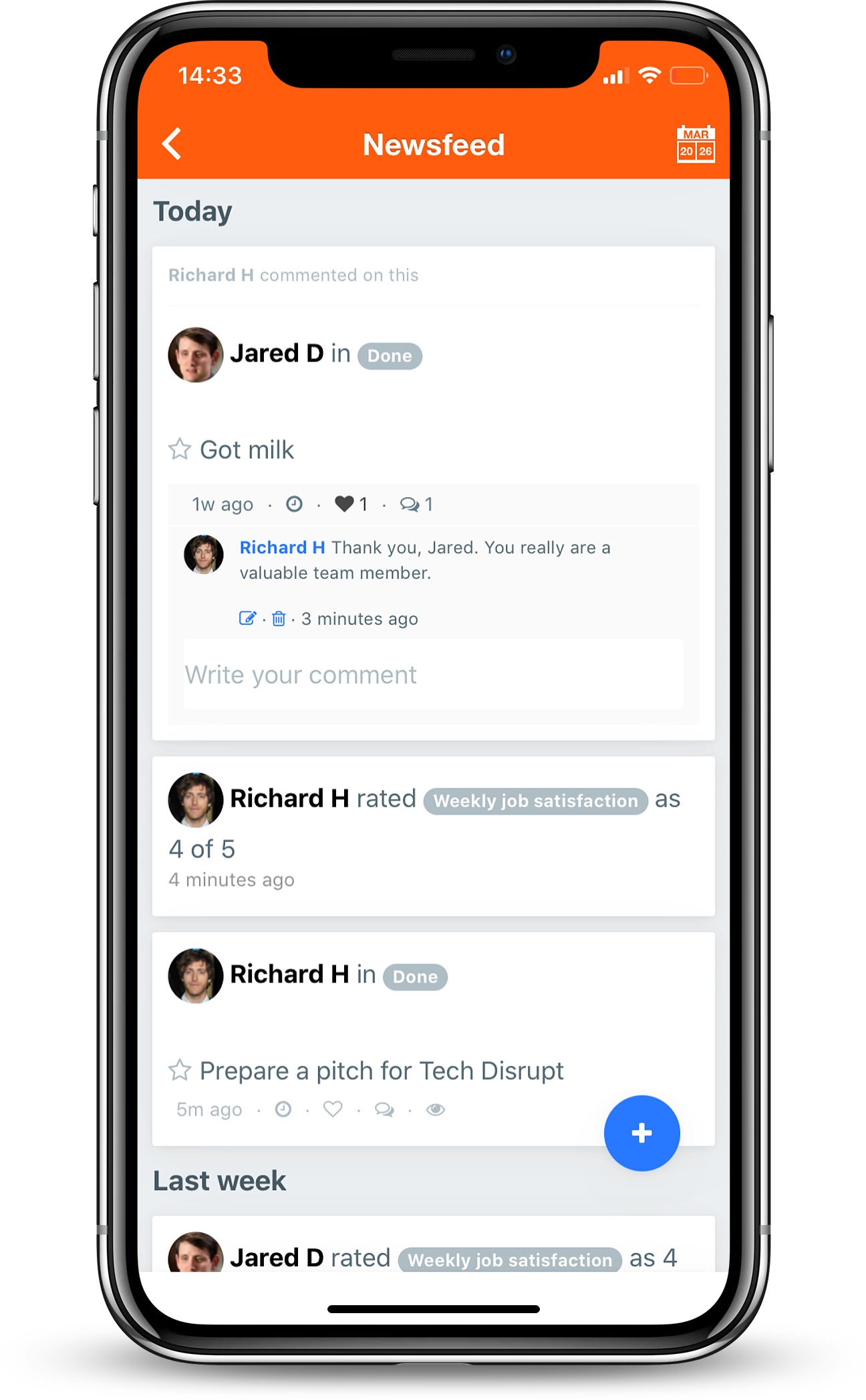 Newsfeed on mobile