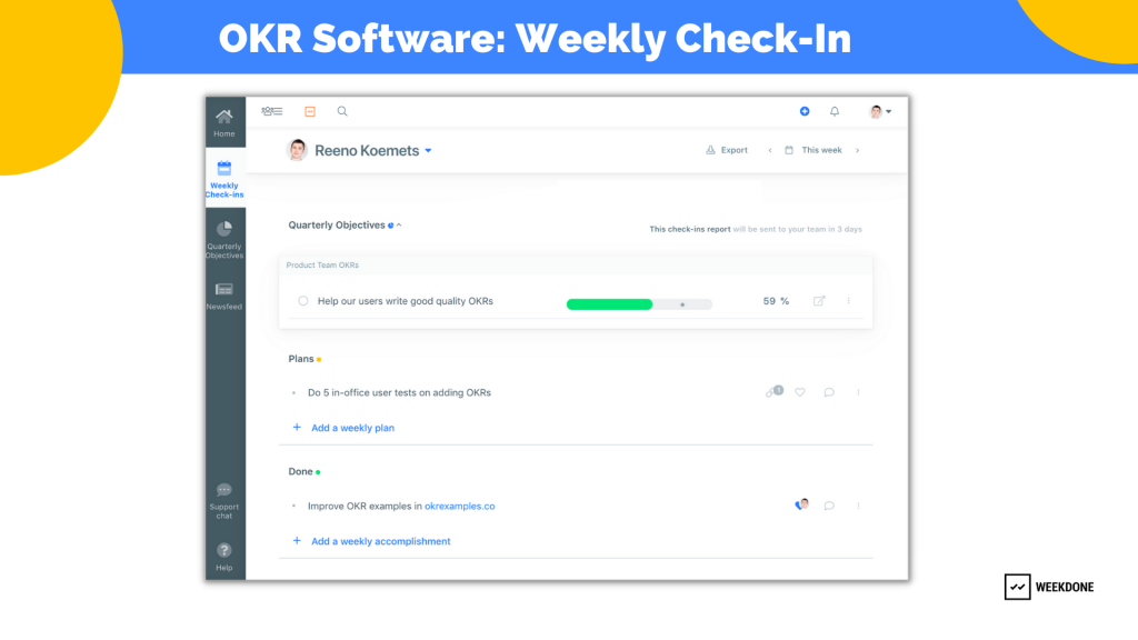 OKR Software: Weekly Check-in